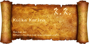 Kulka Karina névjegykártya
